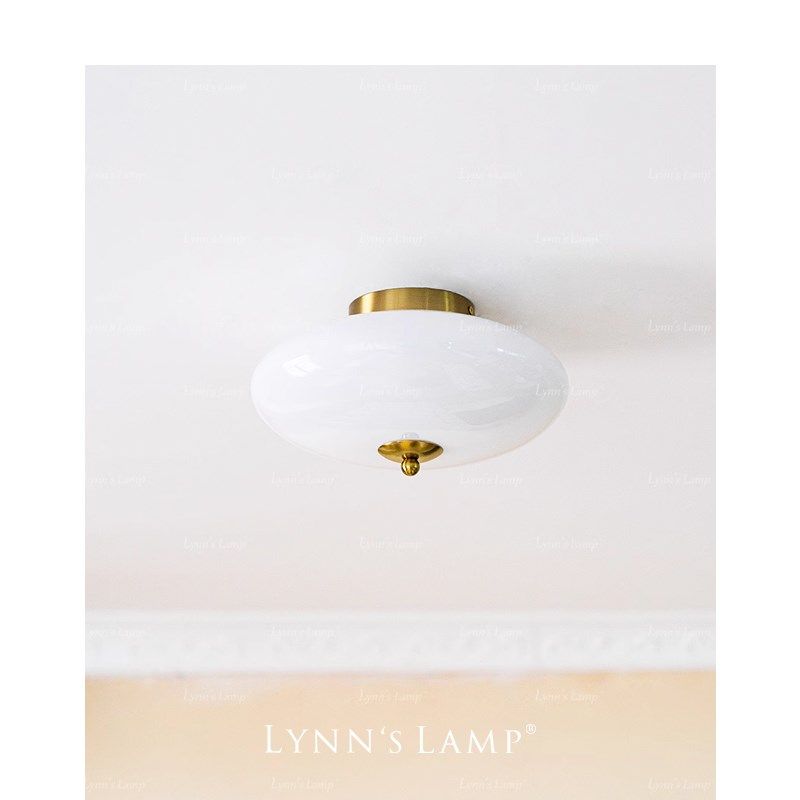 Lynns立意 玻璃圆形过道灯玄关灯 复古圆形阳台入户门灯小吸顶灯