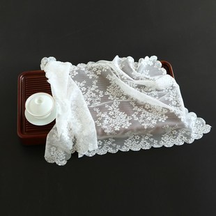 99系列百搭蕾丝防尘罩茶台茶具茶托盘长方形防灰尘遮盖巾茶海盖布