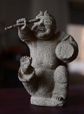 新中式兵马俑软装摆件古典茶室禅意玄关书柜博古架仿古击鼓说唱俑