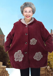 胖奶奶冬装加绒外套中老年加肥加大妈妈加厚老人衣服老太太女秋装