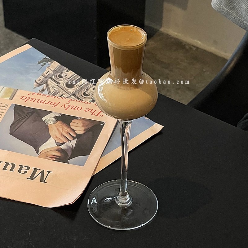 新中式冷萃茶杯玻璃杯茶馆品鉴酒杯高脚闻香杯鸡尾酒杯冷泡茶杯子