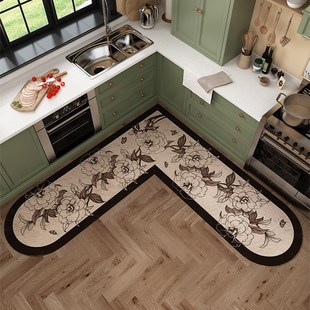 法式 高级感厨房地垫硅藻泥L形吸水吸油防滑可擦免洗防油耐脏地毯