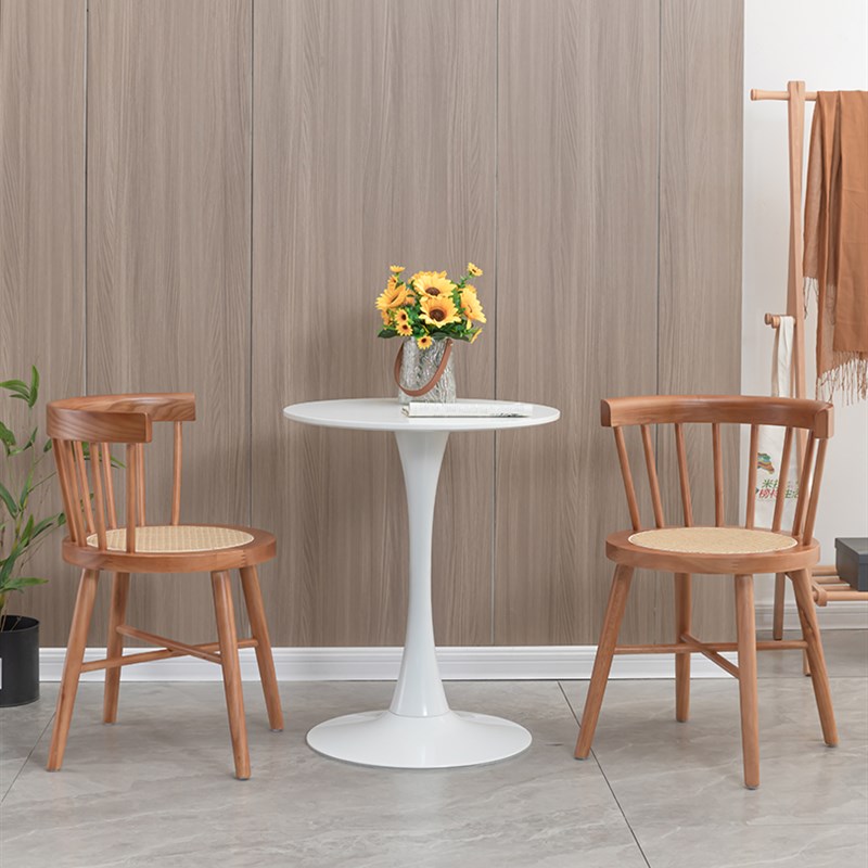 北欧藤圈椅实木单人休闲椅真藤编 太阳椅餐厅卧室书房围椅公主椅