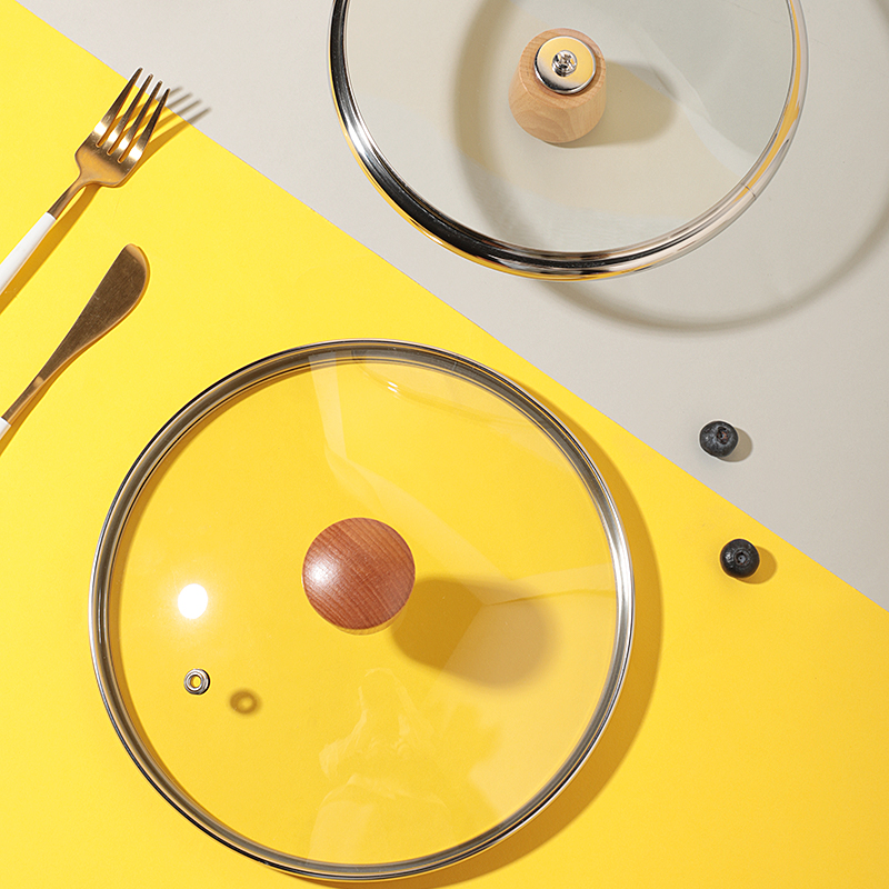 雪平锅奶锅汤锅厚锅盖炒菜平底钢化玻璃不锈钢盖16/18/20/22/24cm