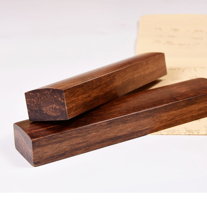 一品堂镇纸 实木素面毛笔书镇书法用品黑梓木压纸镇尺