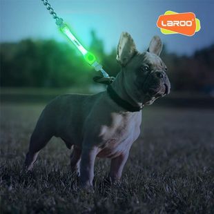 LaRoo莱诺狗狗发光百搭夜光带狗链牵引绳LED灯夜间出行遛狗安全灯