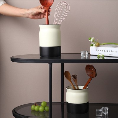 筷子收纳盒高颜值筷子筒全陶瓷用沥水餐具桶厨房刀叉置物架筷桶