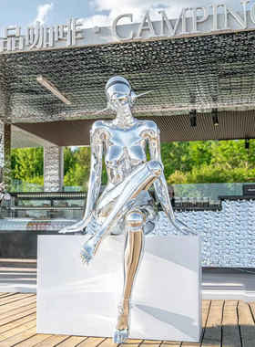 空山基机械姬雕塑艺术装饰摆件电镀客厅酒吧网红打卡拍照餐厅落地