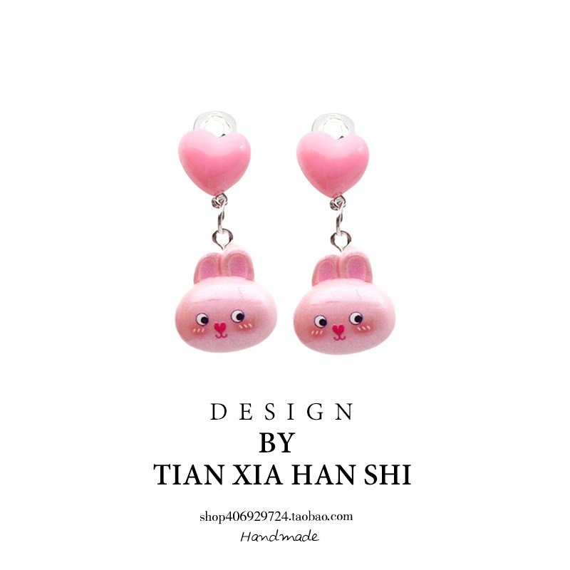 韩国儿童卡通耳夹彩虹花朵兔子草莓可爱耳环宝宝防痛无耳洞耳饰潮