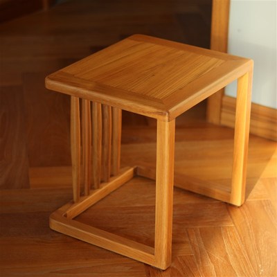 小钟名木 缅甸柚木实木方凳子阳台家用换鞋凳设计简约原木风矮凳