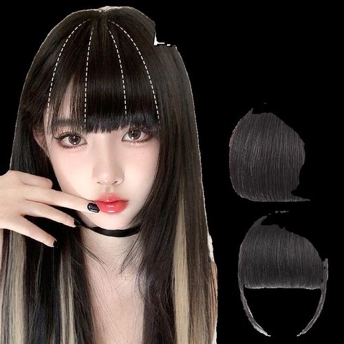 漫画刘海假发片真发厚刘海女超自然前额隐形无痕齐漫画刘海假发片