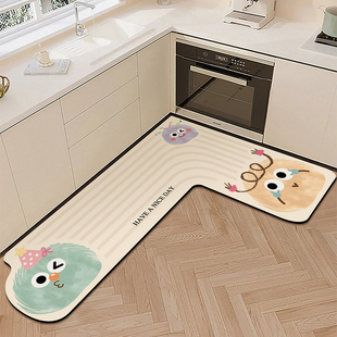 卡通厨房专用地垫L型硅藻泥吸水吸油防滑脚垫可擦洗长条地毯新款