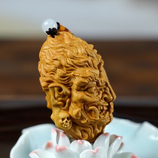 黄杨木雕佛魔一念之间把玩件手把件男士文玩随身人物中式汽车挂件