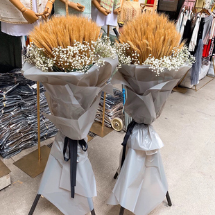 天然真大小黄麦穗干花花束开业花篮满天星服装店装饰礼品拍摄道具