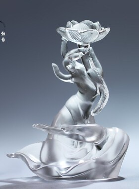 琉璃佛手烛台香座莲花香插摆件居家客厅摆放茶室茶座装饰香塔香座