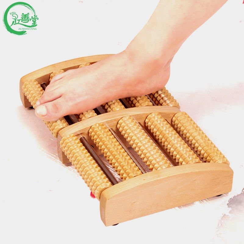 足底脚底按摩器木质滚轮式实木脚板腿部按摩搓脚神器穴位滚珠家用