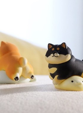 反省中的狗创意扭蛋桌面摆件不愿回家的柴犬卡通可爱小礼品装饰