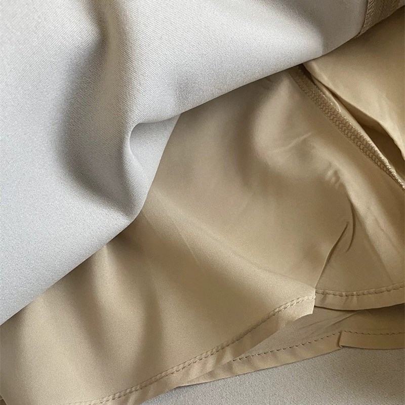 时髦精! 夏季JIN口色织羊毛混纺挺阔有型高腰A字开叉西装短裙女