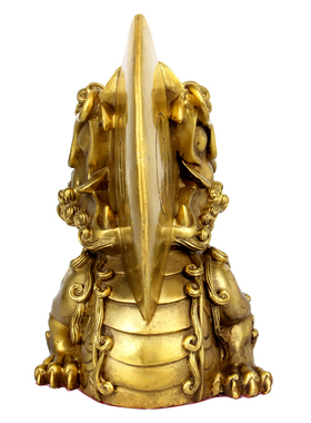 黄铜日月兽铜睚眦摆件铜大睚眦龙二子铜龙之九子家居摆件