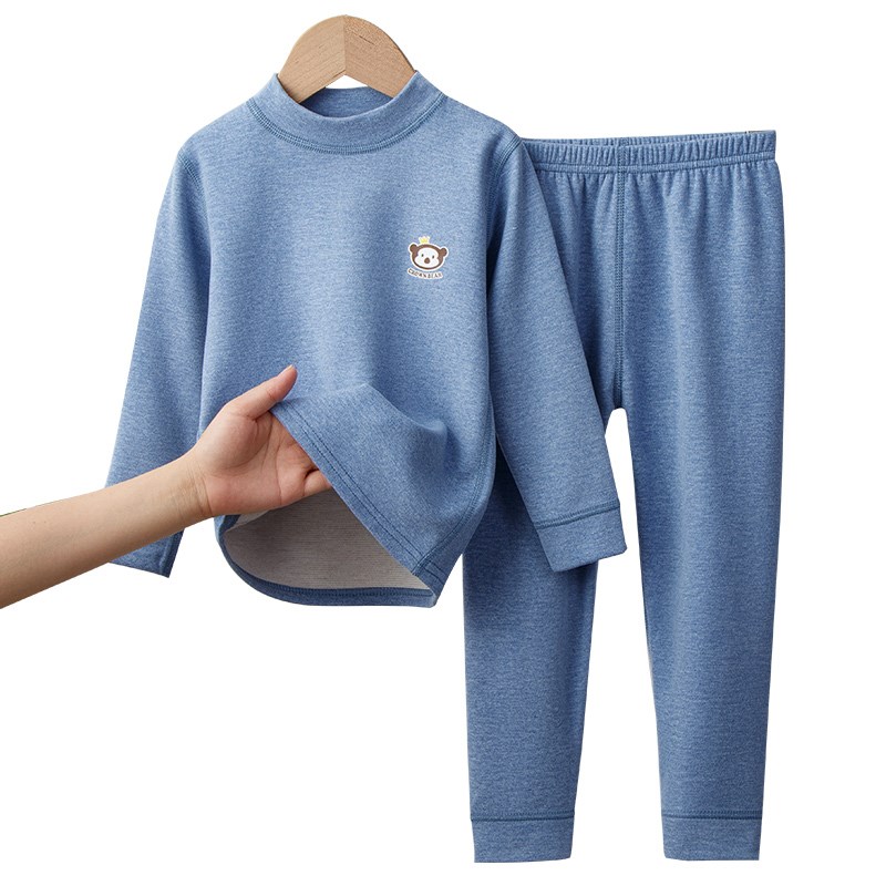 儿童保暖内衣套装加德绒羊毛蚕丝男童秋衣秋裤女童睡衣加厚打底冬