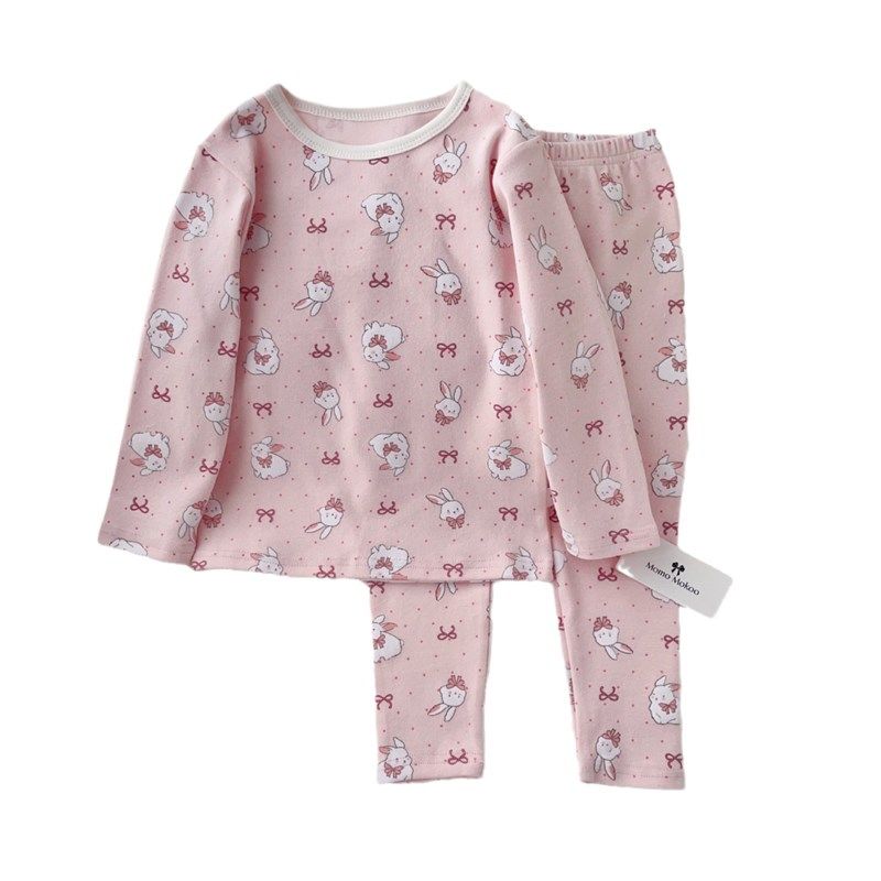 【羊毛拉架】儿童家居服保暖内衣套装95%棉秋衣秋裤睡衣磨毛卡通