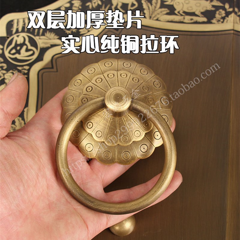 新中式纯铜方形大门铜拉手仿古别墅古建木门门把手寺庙祠堂门环