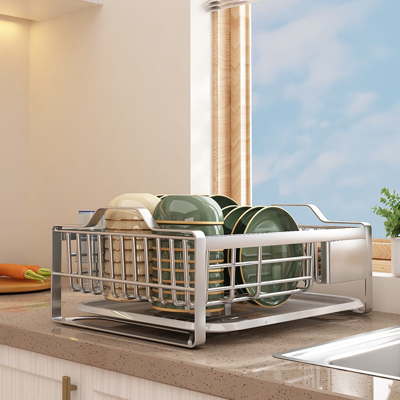 304不锈钢沥水碗架 筷子笼厨房置物碗碟架收纳盒沥水篮台面置物架