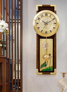 威弗列德轻奢纯新中式黄铜钟表挂钟客厅挂表创意大气玄关时钟挂墙