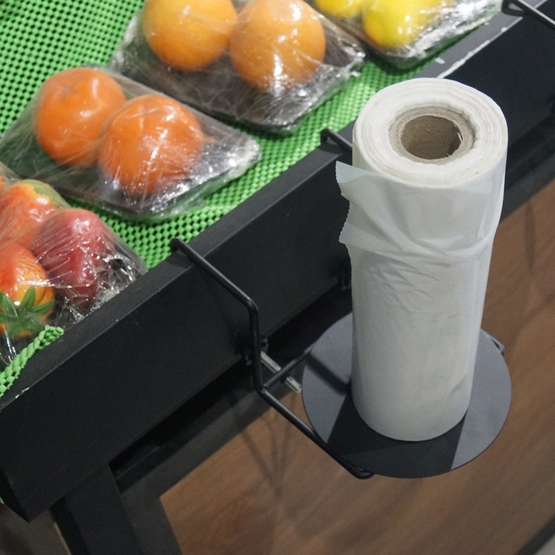 超市塑料散称袋子架免打孔连卷袋支架手撕袋架子不锈钢购物袋支架