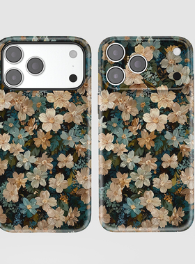 适用iPhone17promax苹果16华为mate70一加oppofindx9荣耀magic8小米15菲林亮面二合一手机壳vivox300复古花朵