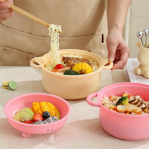 厂家直卡泡面碗学生号PP拉面碗可爱儿销童大1101餐具套装沥汤六件