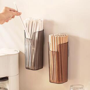 吸管收纳盒挂冰箱墙壁挂式筷子筒置物架装放吸管的桶放置容器商用