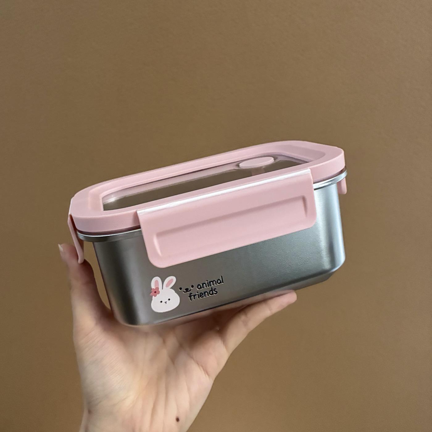 高颜值304不锈钢女生可爱饭盒单格可微波炉加热可携式密封上班族i