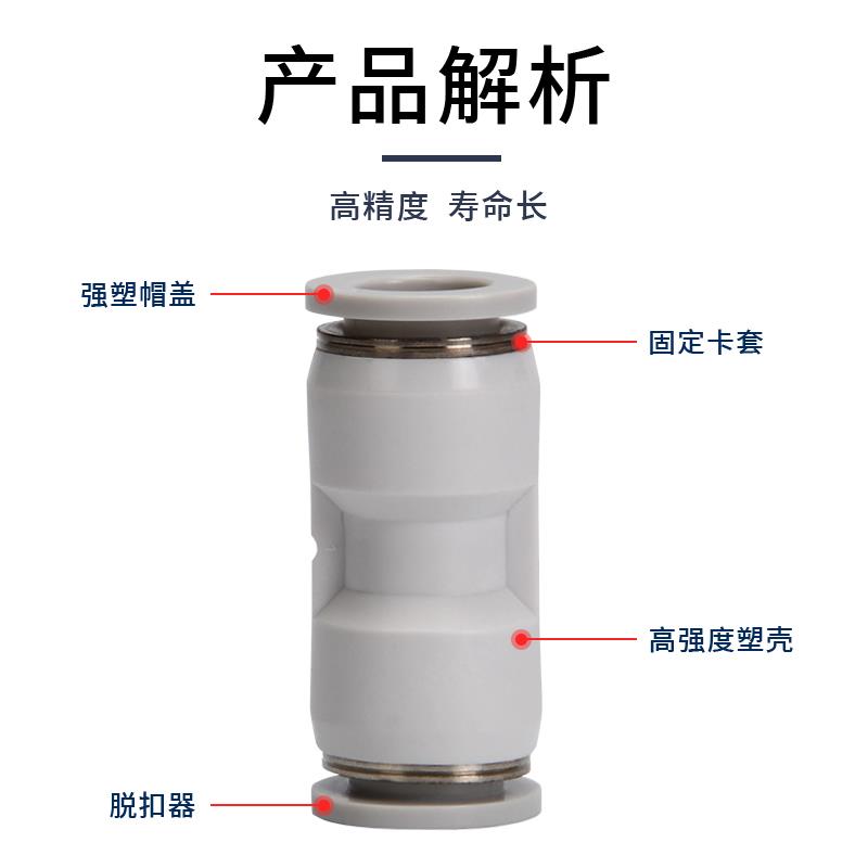 华力PU16直通PE6三通快插气管快速接头PZA8四通PK10五通PY4/PV12