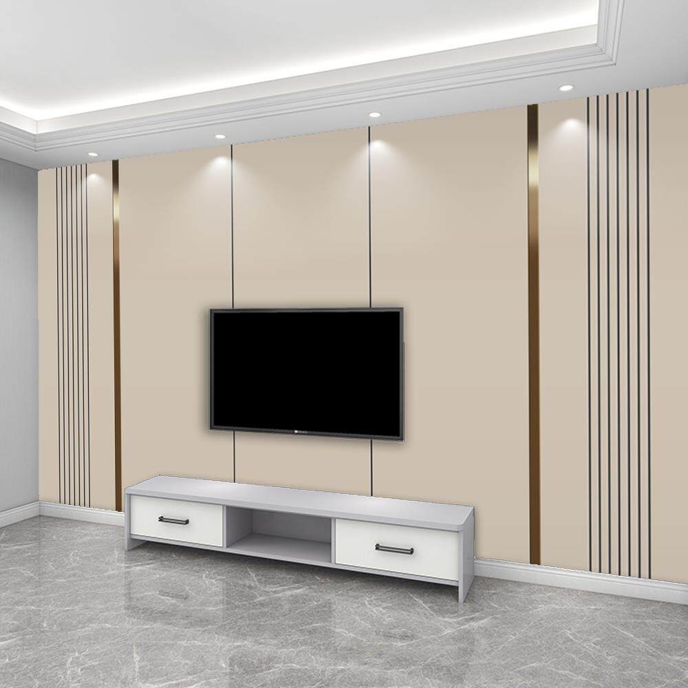 简约电视背景墙2025新款客厅装饰自粘墙贴3D格栅壁布影视墙布壁纸