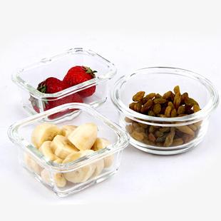 食品留样盒圆形微波炉烤箱耐高温饭盒小号食物盒专用加热玻璃碗