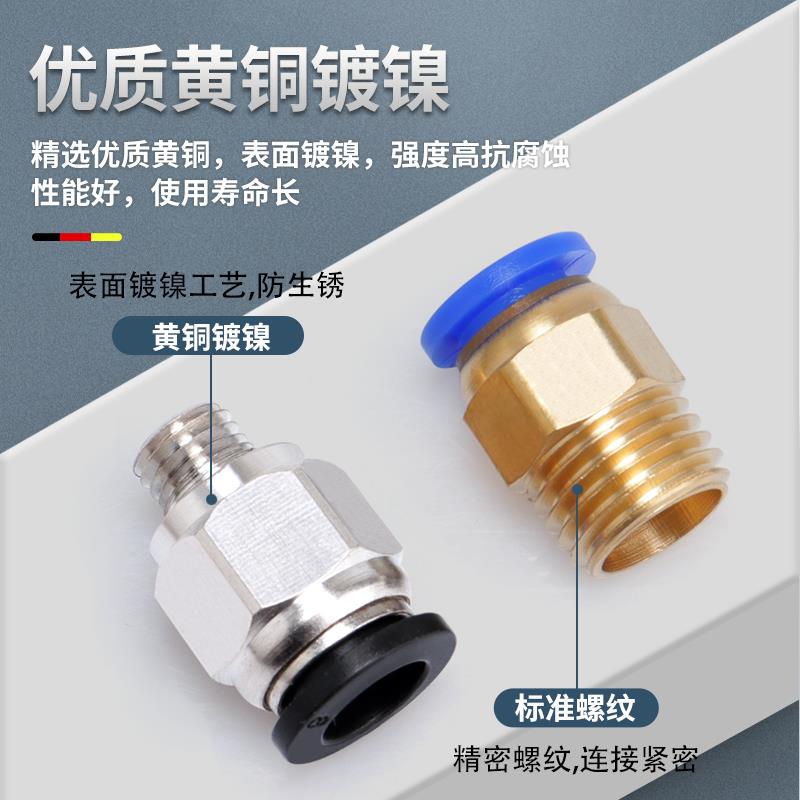 公制螺纹粗牙模具水嘴直通PC快速接头气动M12快插M6气管M8螺纹M10