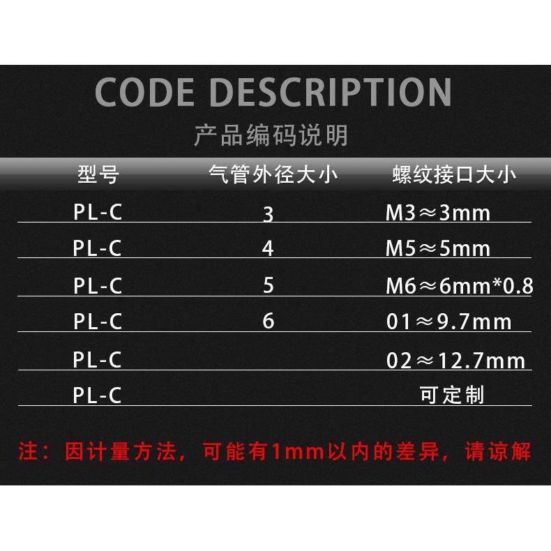 微型迷你气动快插螺纹接头PL-M3/M4/M5/M6牙插2/3/4/5/6气管弯头