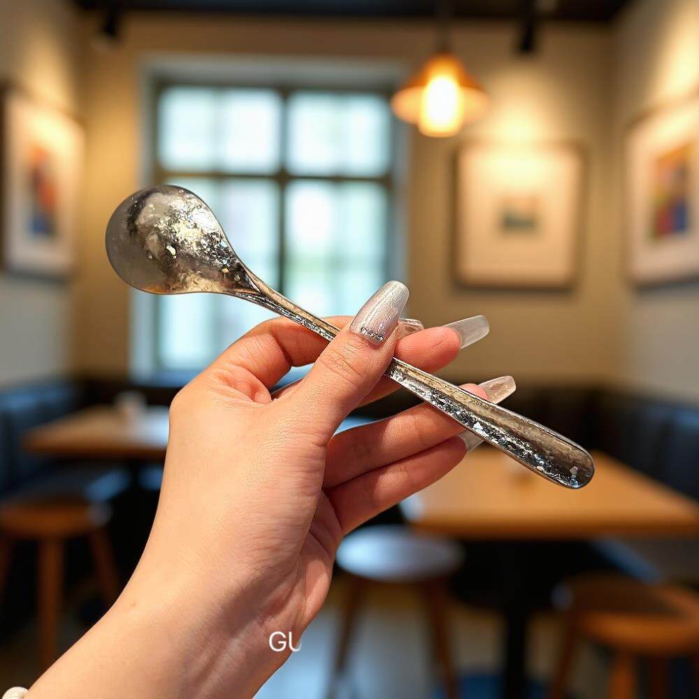 精致纯钛冰花小勺子尖头勺高端餐具蛋糕甜品勺成人儿童汤匙吃饭勺