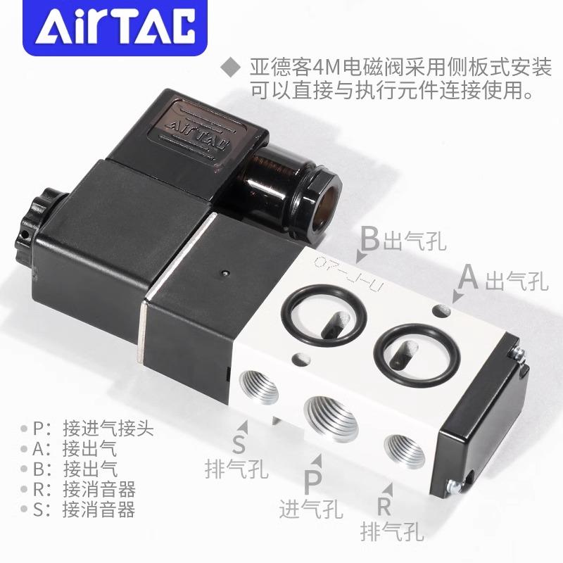 亚德客电磁阀4M310-08 4M310-10贴面安装电磁阀板式安装4M210阀