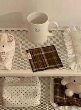 henceforth曲奇格纹餐巾桌垫美拉德棕色系桌面布置背景布ins风