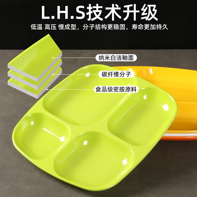 A8商用密胺分格餐盘四格盘学校饭厅食堂专用快餐盘快餐店分格餐盘