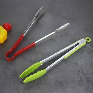 lensurn伦晟厨房食品夹子防烫不锈钢烧烤夹面包夹牛排烤肉烧烤夹