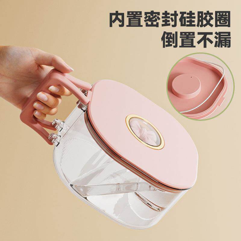 双层可沥水带叉沙拉水果盒外出便捷式大容量带盖保鲜盒密封水果杯