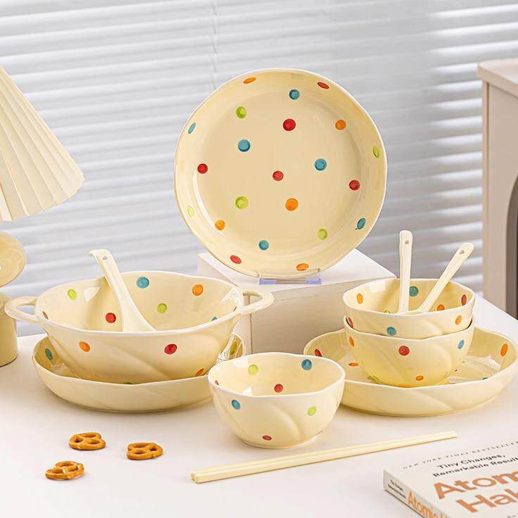 一人食餐具盘子可爱碗具碗盘碗碟套装家用2人情侣碗筷宿舍用学生