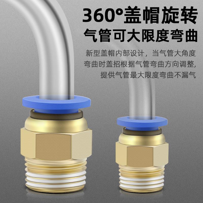 气动气管快速接头PC8-02软管快插PC12-04螺纹直通4-M5/6-01/10-03