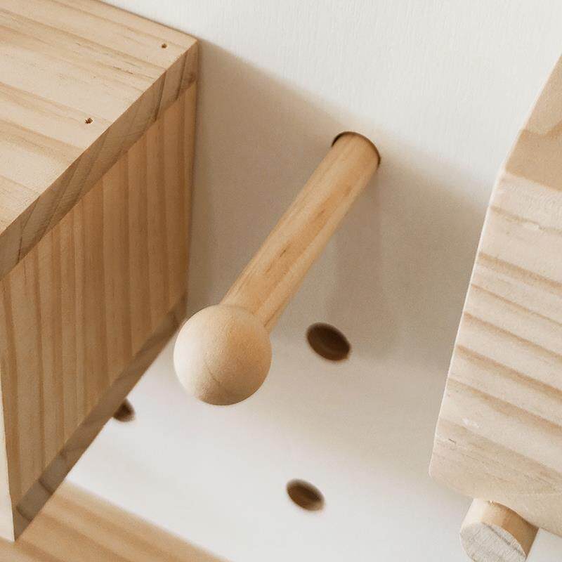实木洞洞板配件通用圆孔隔板木质挂钩火柴棒木棍收纳盒置物架定制