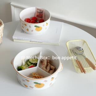 两格三格一体陶瓷饭盒上班族微波炉加热便当盒加深大容量分隔餐盒