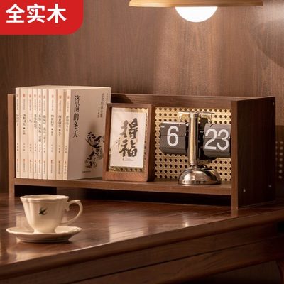 桌面书架桌上置物架简易家用整理书桌台面实木小型立式多层收纳架