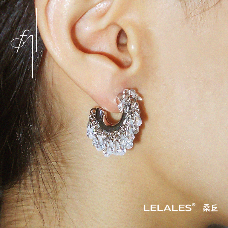 LELALES桑丘雨松C形宝石耳环